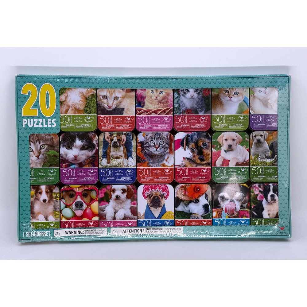 Cardinal Industries 20 Puzzle Set Kittens and Puppies 50 Pieces Each 20108535